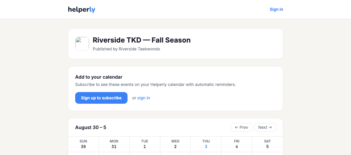 Branded Schedule with Logo