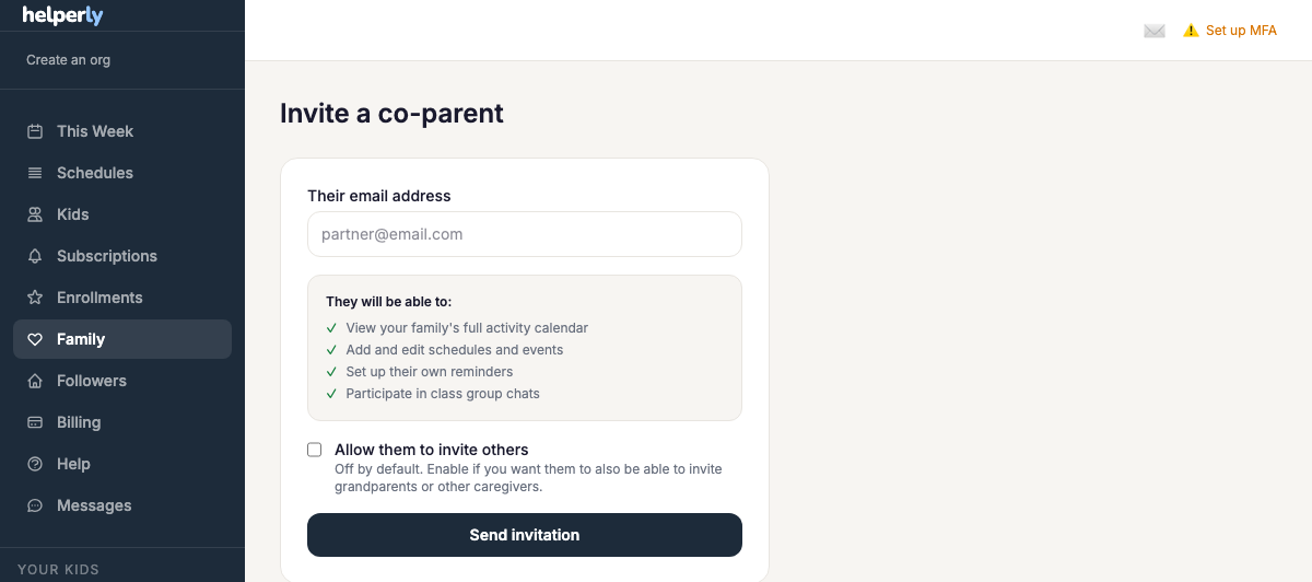 Invite a Co-Parent