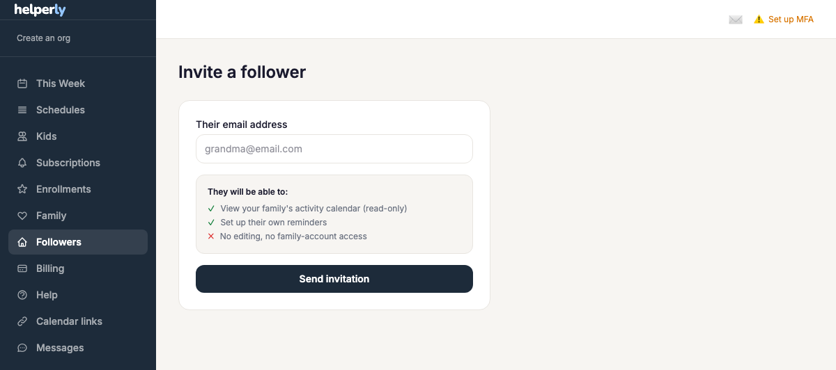 Invite a Family Follower