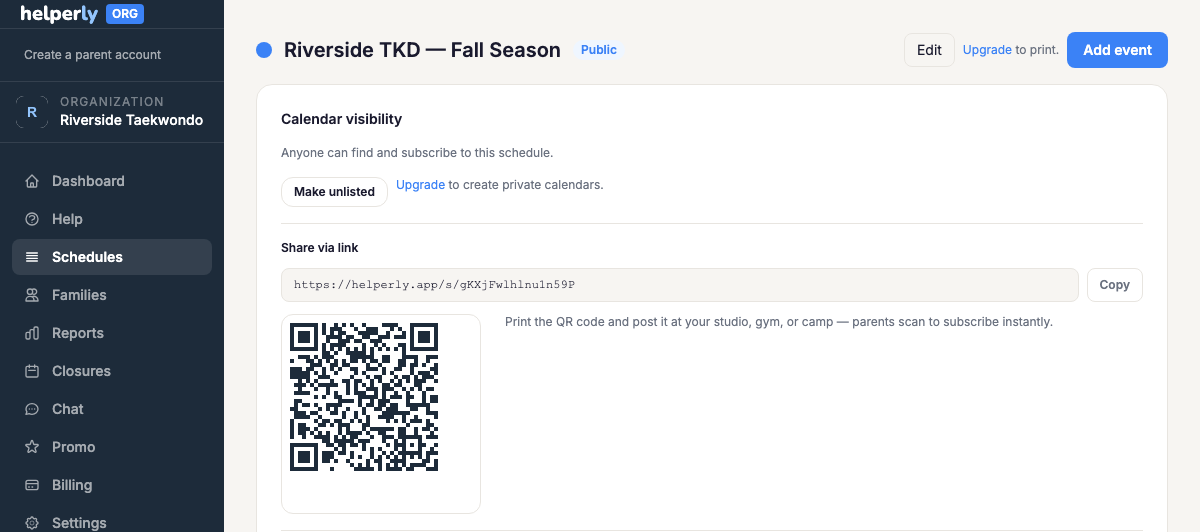 Org QR Code Page