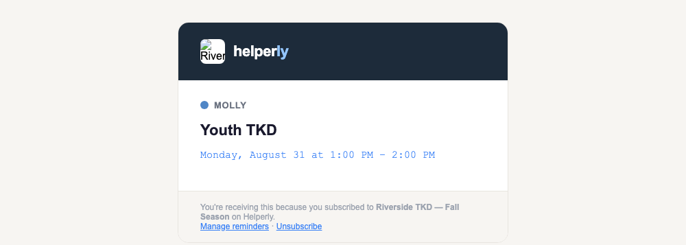 Reminder Email Preview