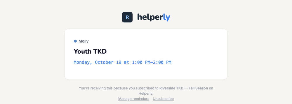 Reminder Email Preview