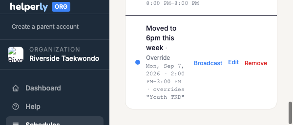 Before: Schedule Without the Override
